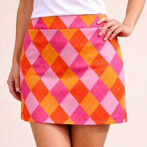 Loudmouth Raspberry SureBet Argyle Golf Skort Pull-On Stretch Size 16